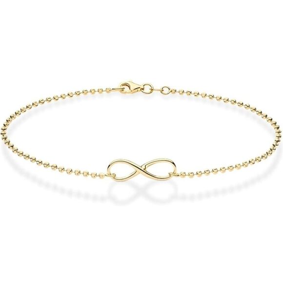 Sterling Silver or Gold Infinity ball chain Anklet - Picture 2 of 13